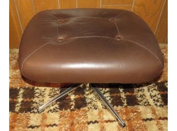 Leather Ottoman - Cushioned Top - Chome Legs