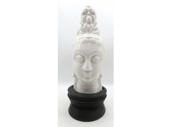 Vintage White Ceramic Bust Of KWAN YIN