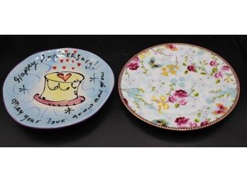 Certified International Decorative Anniversary & PIP Home Floral Porcelain Plate Lot Of 2