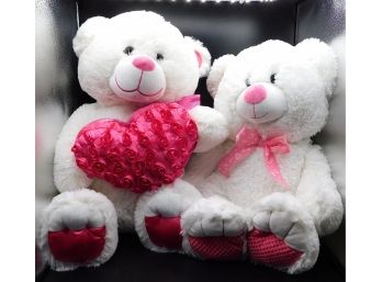 Valentines Day Heart Stuffed Animal Teddy Bears Lot Of 2