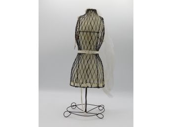 Wire Dress Form On Stand W/ Vale