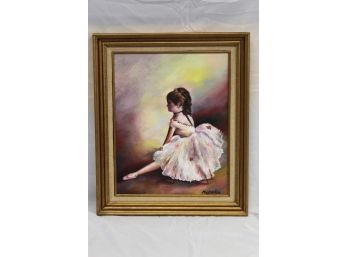 Ballerina En Descanso Signed Musacchio Vintage Framed Art