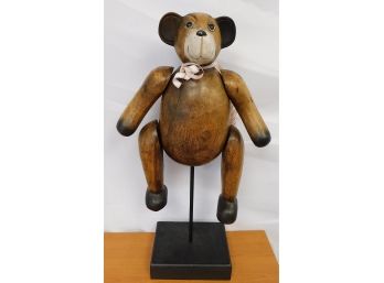 Wood Teddy Bear W/ Display Stand
