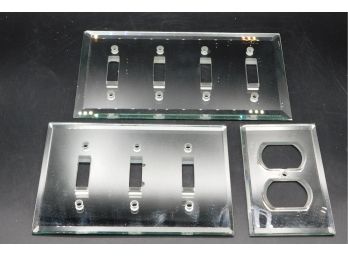 Mirrored Light Switch And Outlet Plates Lot Of 3