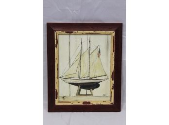 David Carter Brown Sailboat Painting Wood Framed