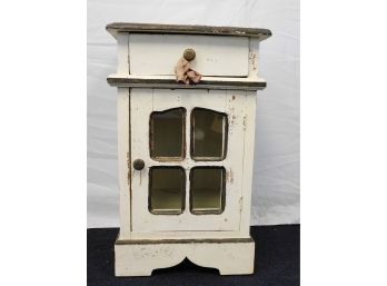 Hand Painted Wood Multi-Purpose Cabinet W/ Glass Door E