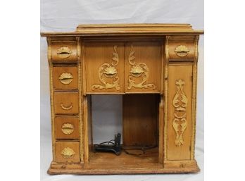 Singer Manufacturing Co. Sewing Machine Cabinet In One 1/2HP Motor W/ Gold Inlay & Foot Pedal