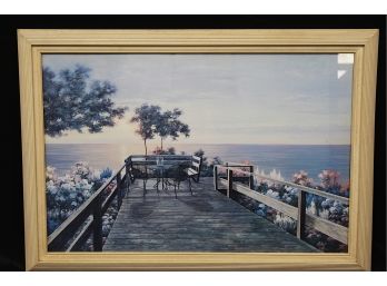 Diane Romanello Framed Pastel Painting Signed Ocean View