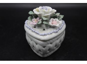 Jewelry Trinket Box Heart Shaped Ceramic Container