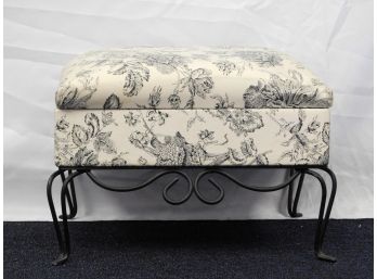 Floral Print Ottoman Footstool Storage Upholstered Chest Wit Wrought Iron Legs
