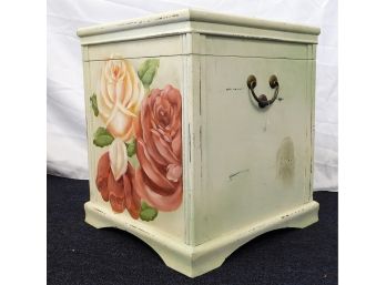 Multi-Purpose Floral Wood Storage Chest With Side Handles