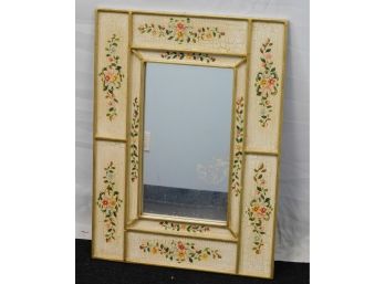 Floral Crackled Wood Framed Mirror Decorative Flowers