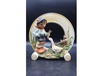 Ceramic Display Dutch Child & Swan Painted