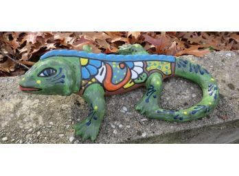 Iguana Figurine - Outdoor/Painted Terracotta
