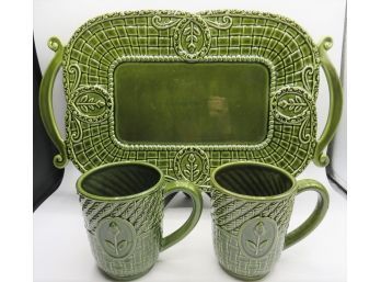 Amscan Inc. Grasslands Road Green Platter & 18 Matching Mugs
