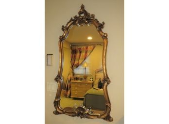 Gold Gilt Wall Mirror In An Ornate Resin Gold-Tone Frame