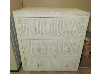Wicker Dresser - White 3-drawers