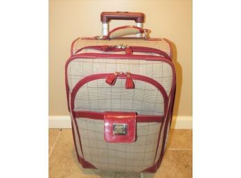 Liz Claiborne Burgundy Plaid 2 Wheel Suitcase