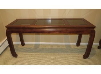 Asian Style Console Table Wood & Glass Top