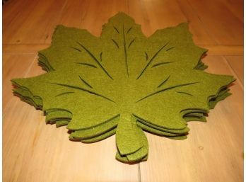Placemats -Green Leaf-Shaped Felt Set Of 11