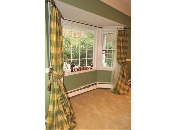Custom Curtains - Plaid With Tie Backs Curtain Rods