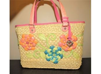 Brighton Straw Floral Two Handled Tote Bag