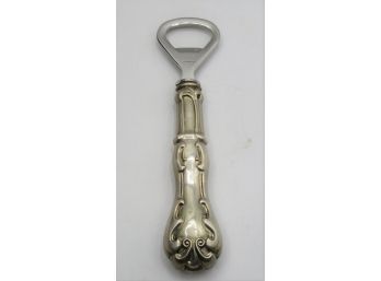 Sterling Silver Handled Bottle Opener With Stainless Steel Bottle Opening Top