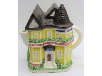 Prim Ceramic House Shaped Teapot