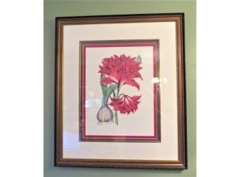 Red Floral Wall Decor Beautiful Framed & Matted