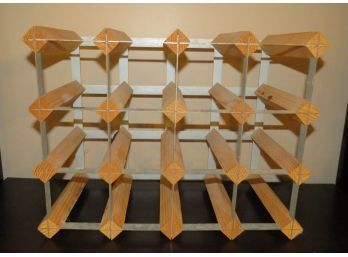Wine Bottle Rack Made With Wood & Metal - Holds 16 Bottles