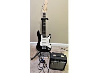 Fender Squire Mini Electric Guitar, Stand & Frontman 10G Amplifier
