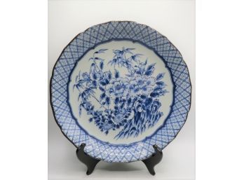 Toyo Blue & White Decorative Plate With Plate Stand