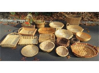 Wicker Baskets - Assorted Lot Of 18
