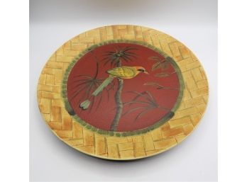 Colorful Bird With Palm Tree Motif Plate