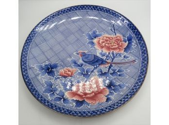 Toyo Blue & Red Plate With Bird & Flower