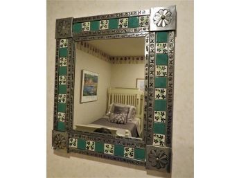 Wall Mirror - Unique Metal & Tile Framed