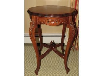 Side Table Lovely Round Carved Wood