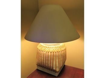 Table Lamp Unique Square-shape With Wicker Weave Accent