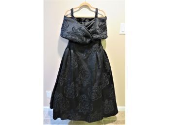 Rose Taft Black Off The Shoulder Gown - Size 14