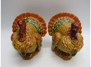 Salt & Pepper Shakers - Festive Ceramic Turkeys - Set Of 2
