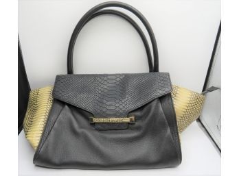 Vince Camuto Black/tan Genuine Leather Stylish Handbag