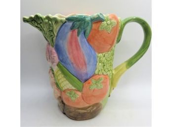 Fitz And Floyd Vegetable Motif Ceramic Pitcher 1986