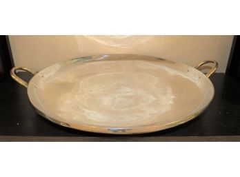Serving Platter/tray With Handles - Large Round Silver Metal