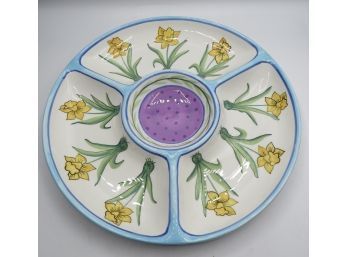 The  Zrike Company Inc. Chip & Dip 3-sectioned Daffodil Motif Platter