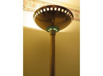 Floor Lamp Art Deco Stainless Steel With Green Accent