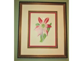 Floral Wall Decor, Gold Framed And Matted