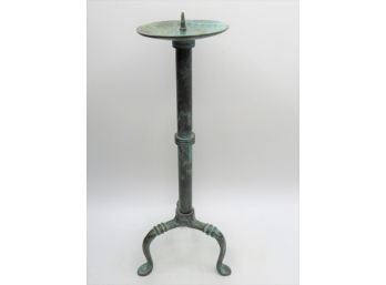 Candlestick Holder - Green Metal Pillar