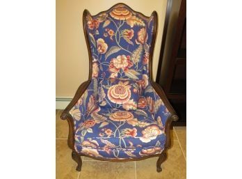 Arm Chair Upholstered In Blue Floral Fabric From Sloans In NYC