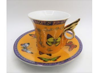 Classic Coffee & Tea Butterfly Print  Espresso Cup & Saucer