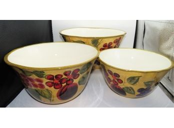 Raymond Waites Certified International Corp. Fruit Motif Bowls - Assorted Sizes / Set Of 3